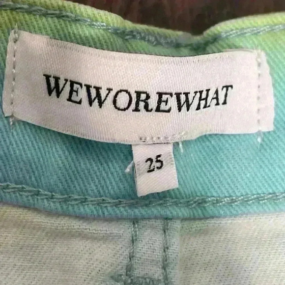 We Wore What Flare Bell Shorts, Stretch Twill Denim in Zvi Tie Tye. Size 25. NWT - Picture 6 of 16